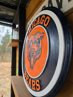 Chicago Bears Custom Barrel Lid – Handcrafted NFL Wall Decor