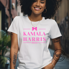 "Kamala Harris 24 Pink Big Bow" Tee