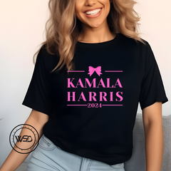 "Kamala Harris 24 Pink Big Bow" Tee