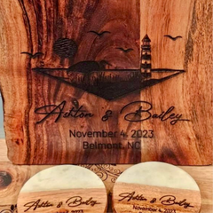 Personalized Cutting Board and Coasters Set